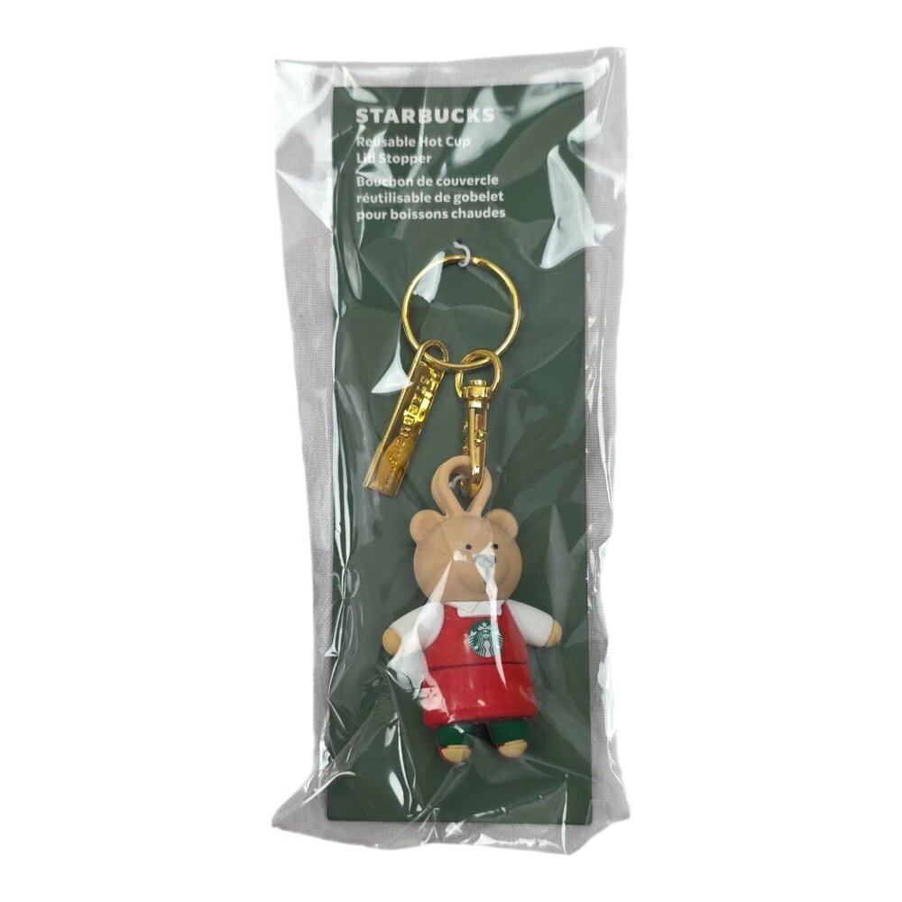 2025 Starbucks Holiday Cute Bearista Reusable Cup Stopper Keychain 011175445 NWT